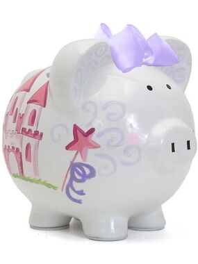 Child to Cherish Ceramic Piggy Bank for Girls, Magic Fairy Castle